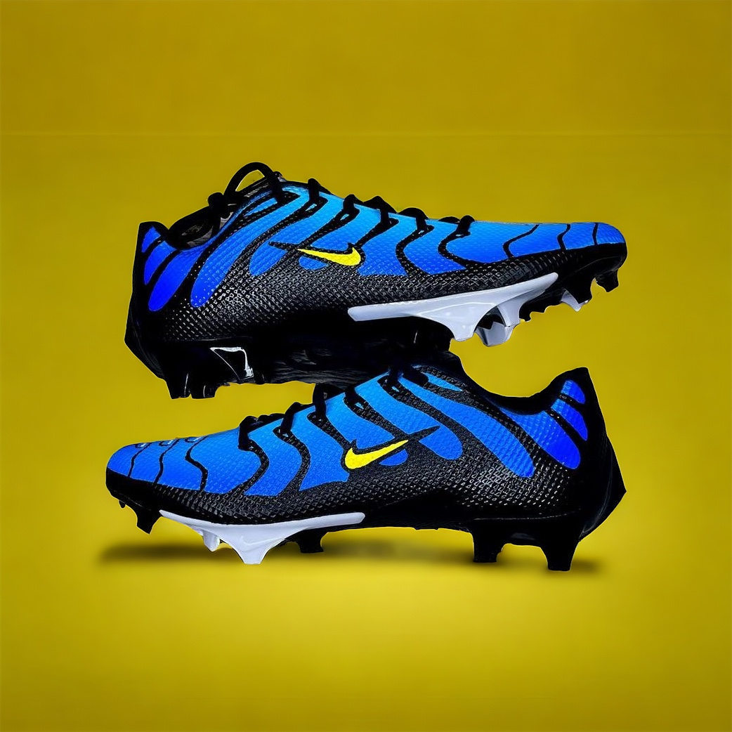 Nike Vapor Edge Speed Air Max Plus Customs Blue Yellow Football Cleats