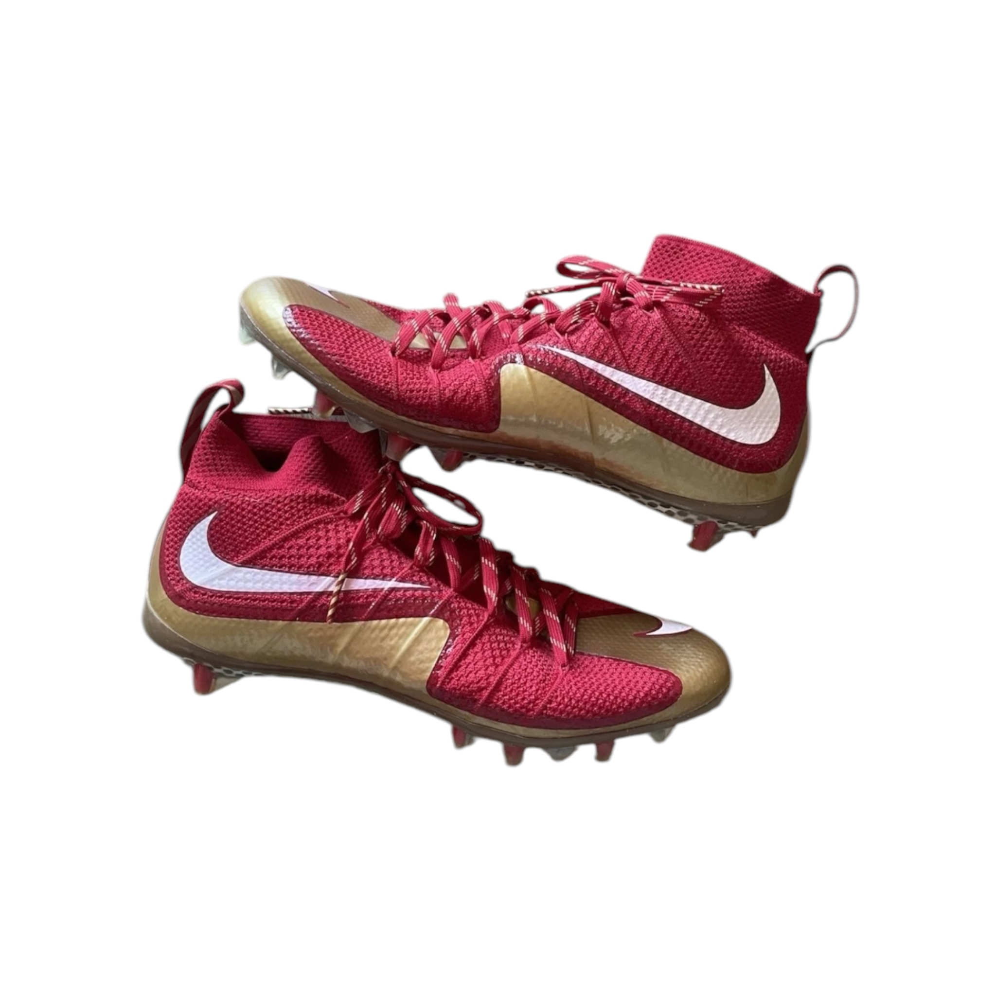 Nike Vapor Untouchable TD Flyknit Football Cleats Gold/Red Size 12 - Pre-Owned